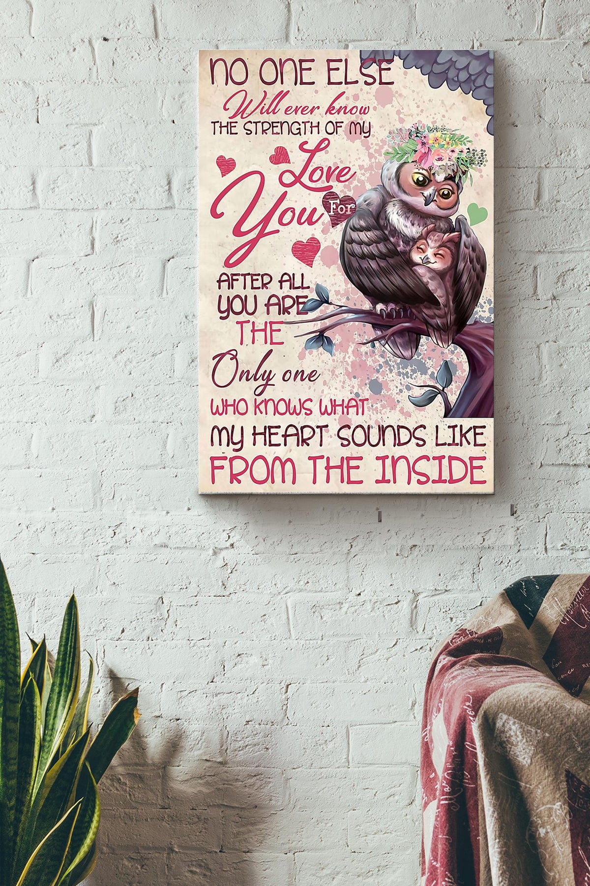 Owl Family I Lover You Poster - Animal Wall Art - Owl Owl Print Gift For Animal Lover Canvas Gallery Wrapped Canvas Framed Gift Idea Framed Prints, Canvas