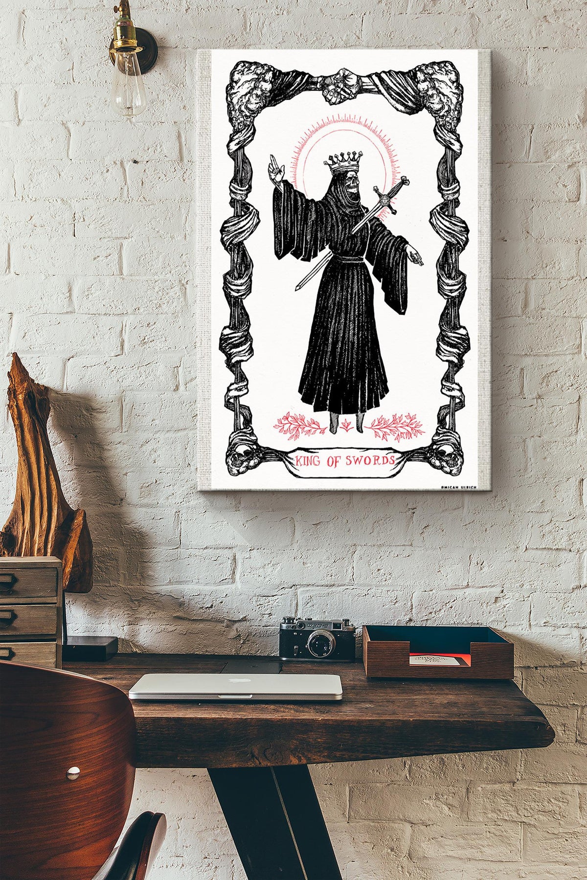 King Of Swords Tarot Scary Poster Canvas Gallery Wrapped Canvas Framed Gift Idea