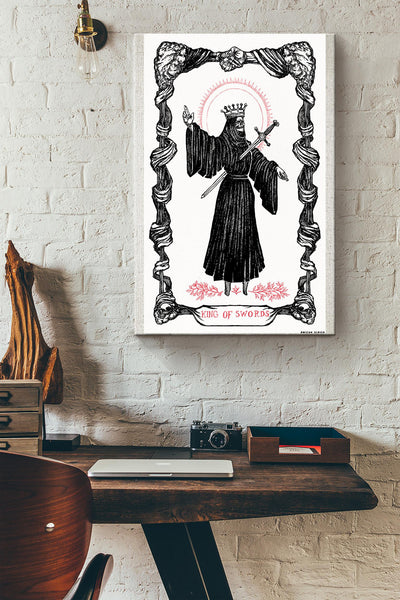 King Of Swords Tarot Scary Poster Canvas Gallery Wrapped Canvas Framed Gift Idea