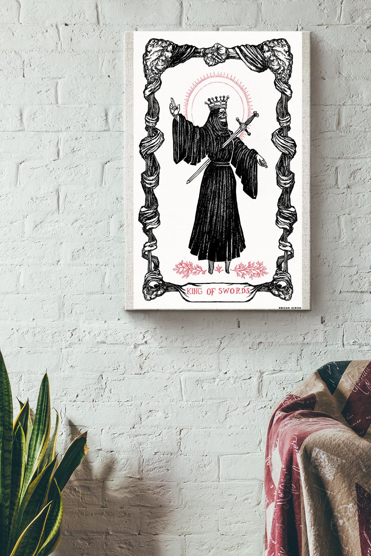 King Of Swords Tarot Scary Poster Canvas Gallery Wrapped Canvas Framed Gift Idea