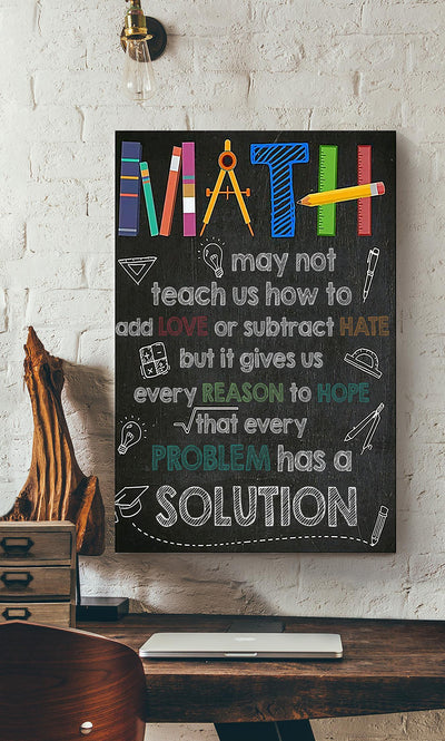Math Motivation Quote Wall Art Gift For Math Class Decor Student Mathematician Teacher Canvas Framed Prints, Canvas