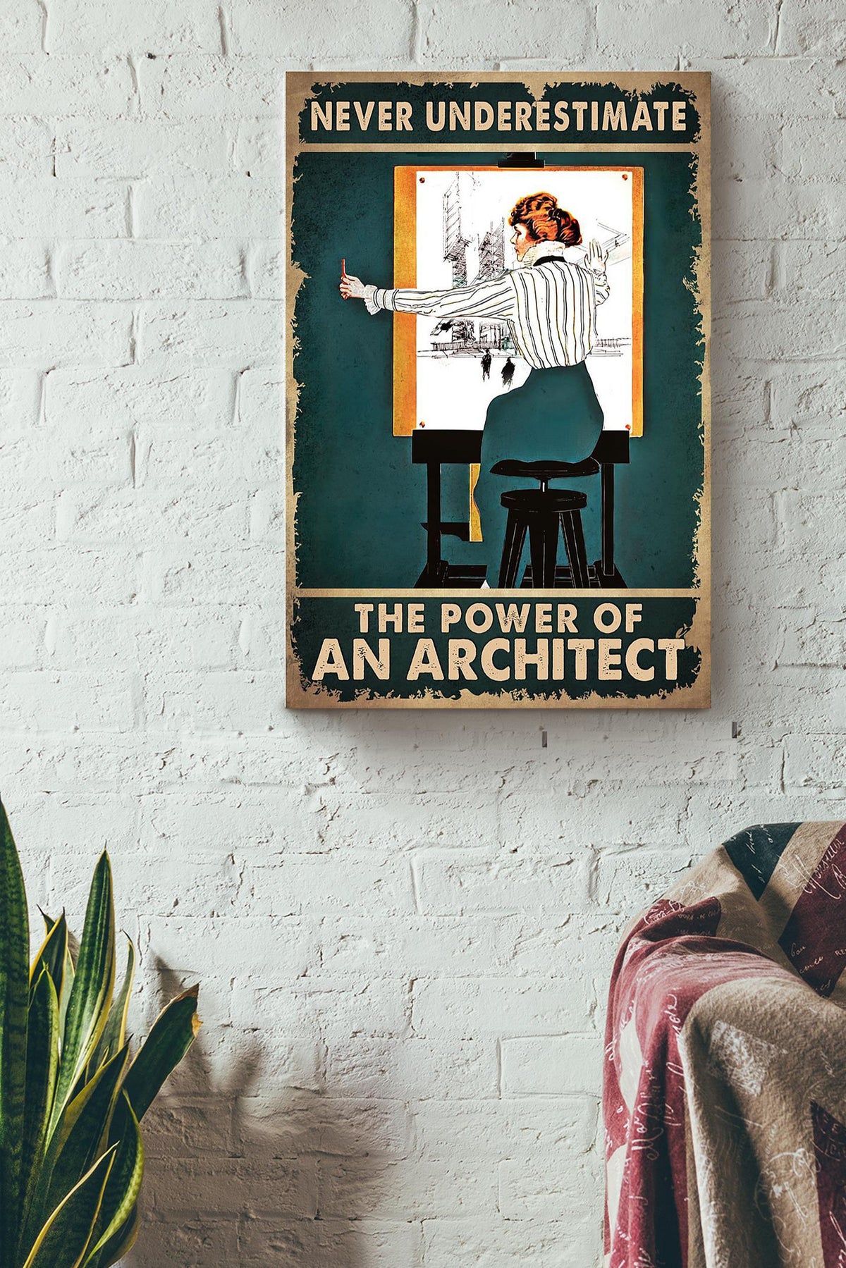 Never Underestimate Power Of Architect Gift For Woman's Day Canvas