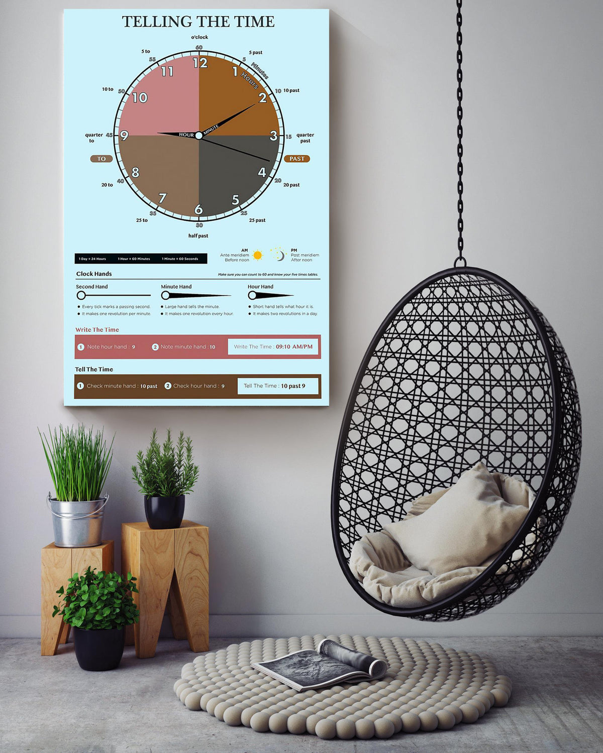 Math Teacher Telling The Time Teacher Wall Art For Classroom Decor Canvas Framed Prints, Canvas