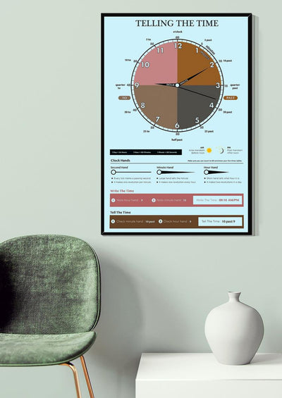 Math Teacher Telling The Time Teacher Wall Art For Classroom Decor Canvas Framed Prints, Canvas