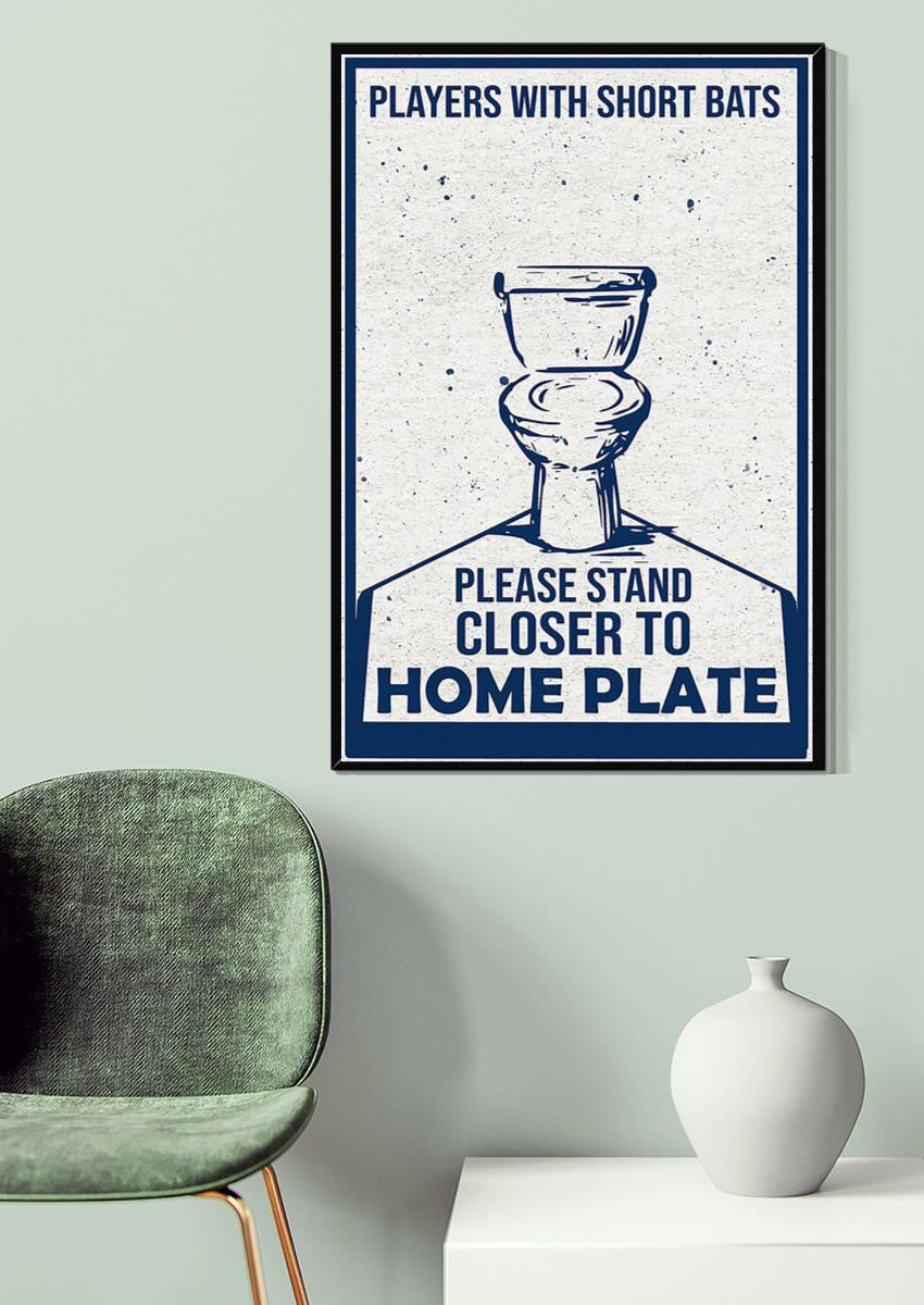 Players With Short Bars Baseball Wall Art For Baseball Player Toilet Decor Canvas Framed Prints, Canvas