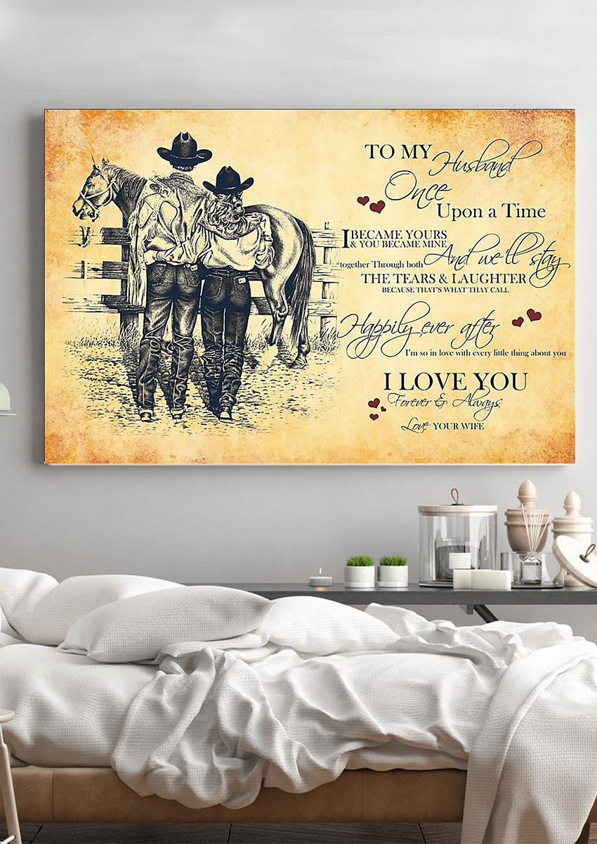 Loving Quote Wall Art From Cowgirl Wife To Husband Gift For Valentine Wedding Anniversary Framed Prints, Canvas