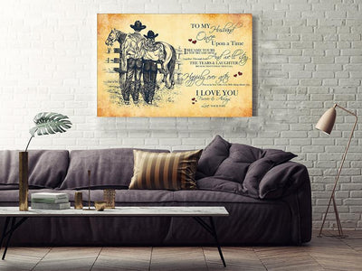 Loving Quote Wall Art From Cowgirl Wife To Husband Gift For Valentine Wedding Anniversary Framed Prints, Canvas