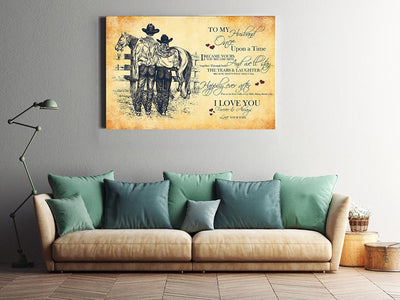 Loving Quote Wall Art From Cowgirl Wife To Husband Gift For Valentine Wedding Anniversary Framed Prints, Canvas