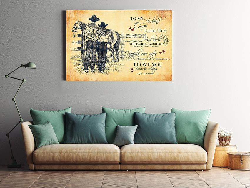 Loving Quote Wall Art From Cowgirl Wife To Husband Gift For Valentine Wedding Anniversary Framed Prints, Canvas
