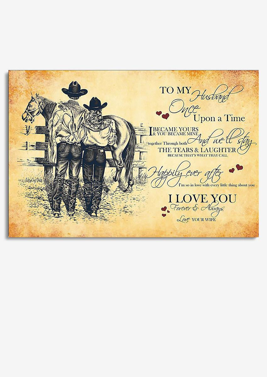 Loving Quote Wall Art From Cowgirl Wife To Husband Gift For Valentine Wedding Anniversary Framed Prints, Canvas