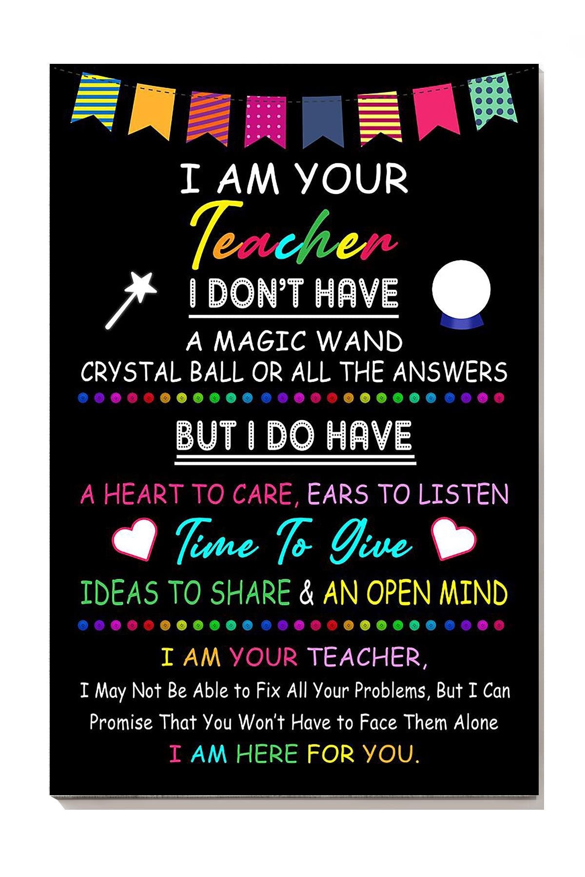 I'm Your Teacher I'm Here For You Motivation Quote Wall Art Gift For Student Granduation's Day Canvas Framed Prints, Canvas