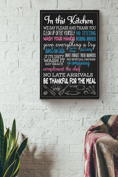 In This Kitchen Thankful Quote Gift For Chef Kitchen Decor Canvas