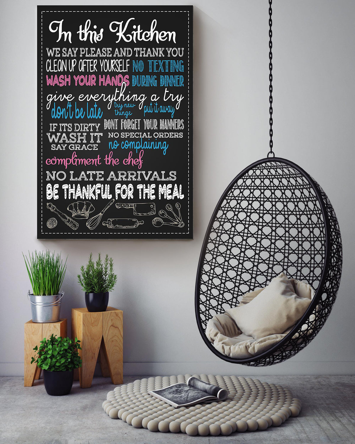 In This Kitchen Thankful Quote Gift For Chef Kitchen Decor Canvas