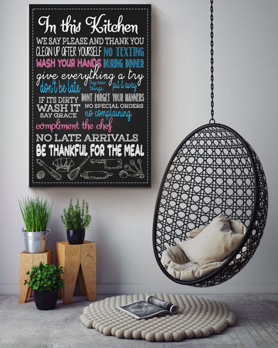 In This Kitchen Thankful Quote Gift For Chef Kitchen Decor Canvas