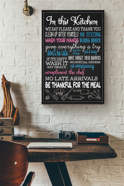 In This Kitchen Thankful Quote Gift For Chef Kitchen Decor Canvas