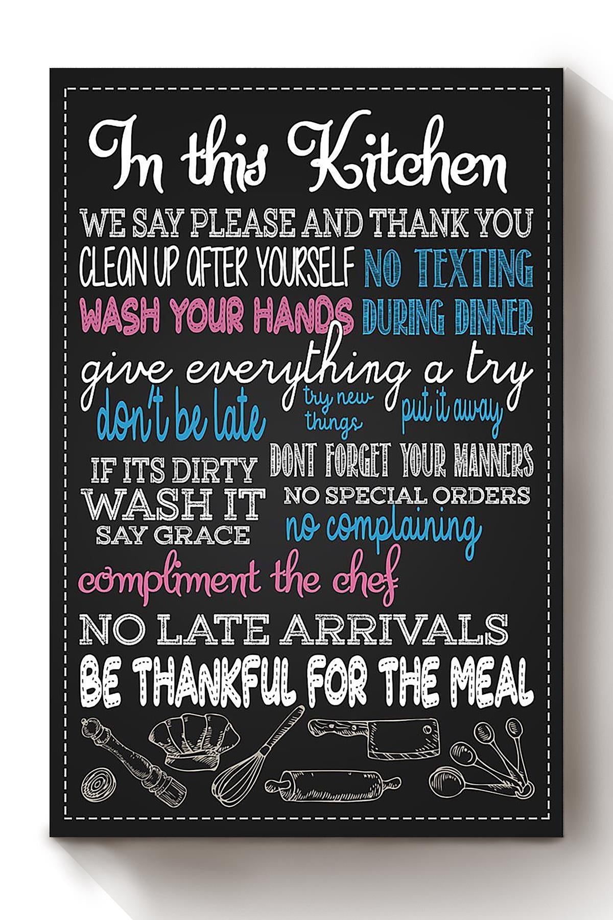 In This Kitchen Thankful Quote Gift For Chef Kitchen Decor Canvas