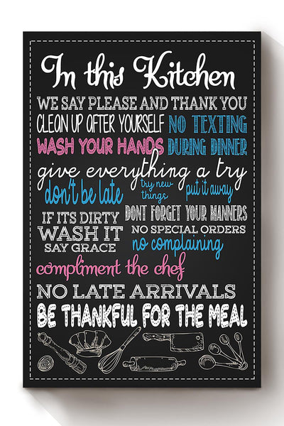 In This Kitchen Thankful Quote Gift For Chef Kitchen Decor Canvas