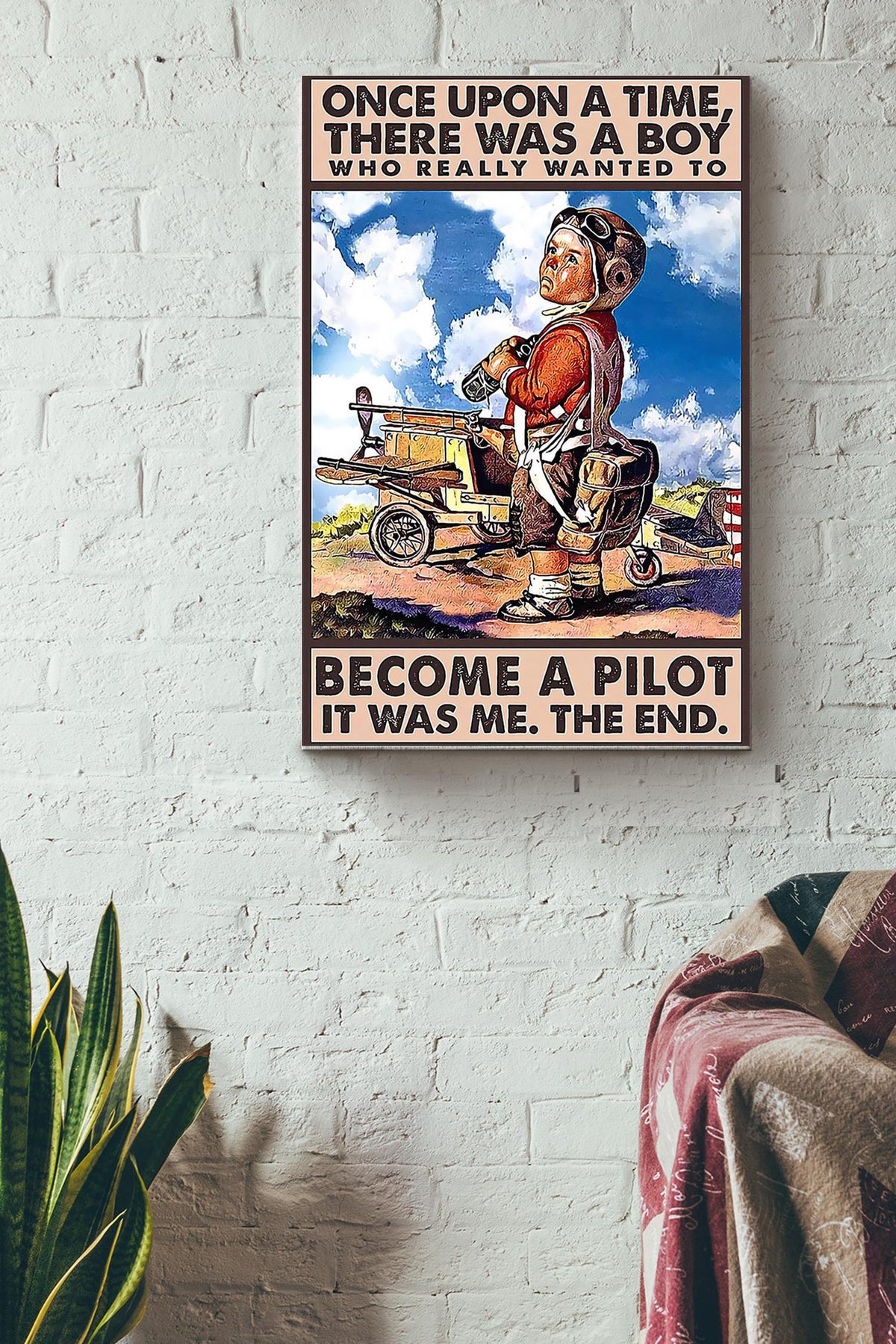 Pilot A Boy Really Wanted To Become A Pilot Canvas Gallery Wrapped Canvas Framed Gift Idea