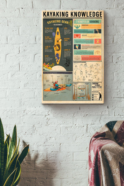 Kayaking Knowledge Kayaking Guideline Poster - Sport Wall Art Canvas - Gift For Girl Boy Young People Athletes Kayaking Lover Sport Lover Water Sport Lover Canvas Gallery Wrapped Canvas Framed Gift Idea Framed Prints, Canvas
