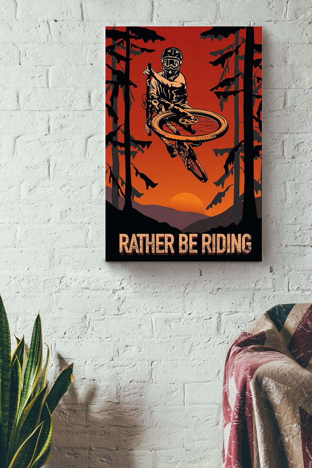 Rather Be Riding Cycling Wall Art Gift For Cyclist Bikeshop Racer Canvas Framed Prints, Canvas