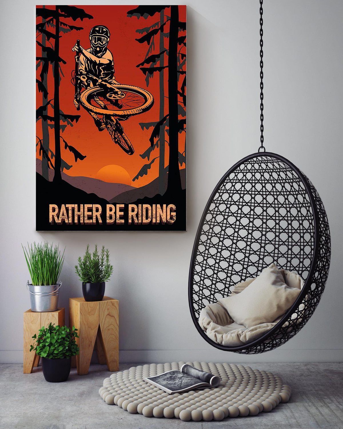 Rather Be Riding Cycling Wall Art Gift For Cyclist Bikeshop Racer Canvas Framed Prints, Canvas