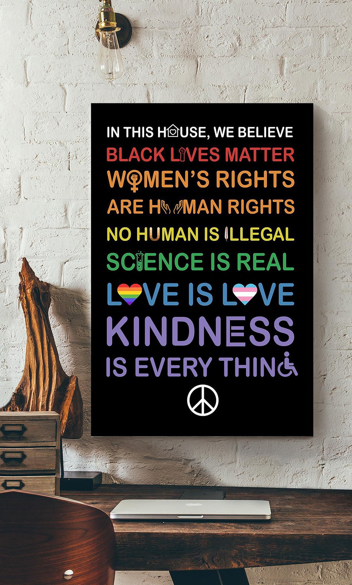 In This House We Believe Symbol Equality Wall Art Gift For Pride Month Lgbt Idahot Canvas Gallery Wrapped Canvas Framed Gift Idea Framed Prints, Canvas