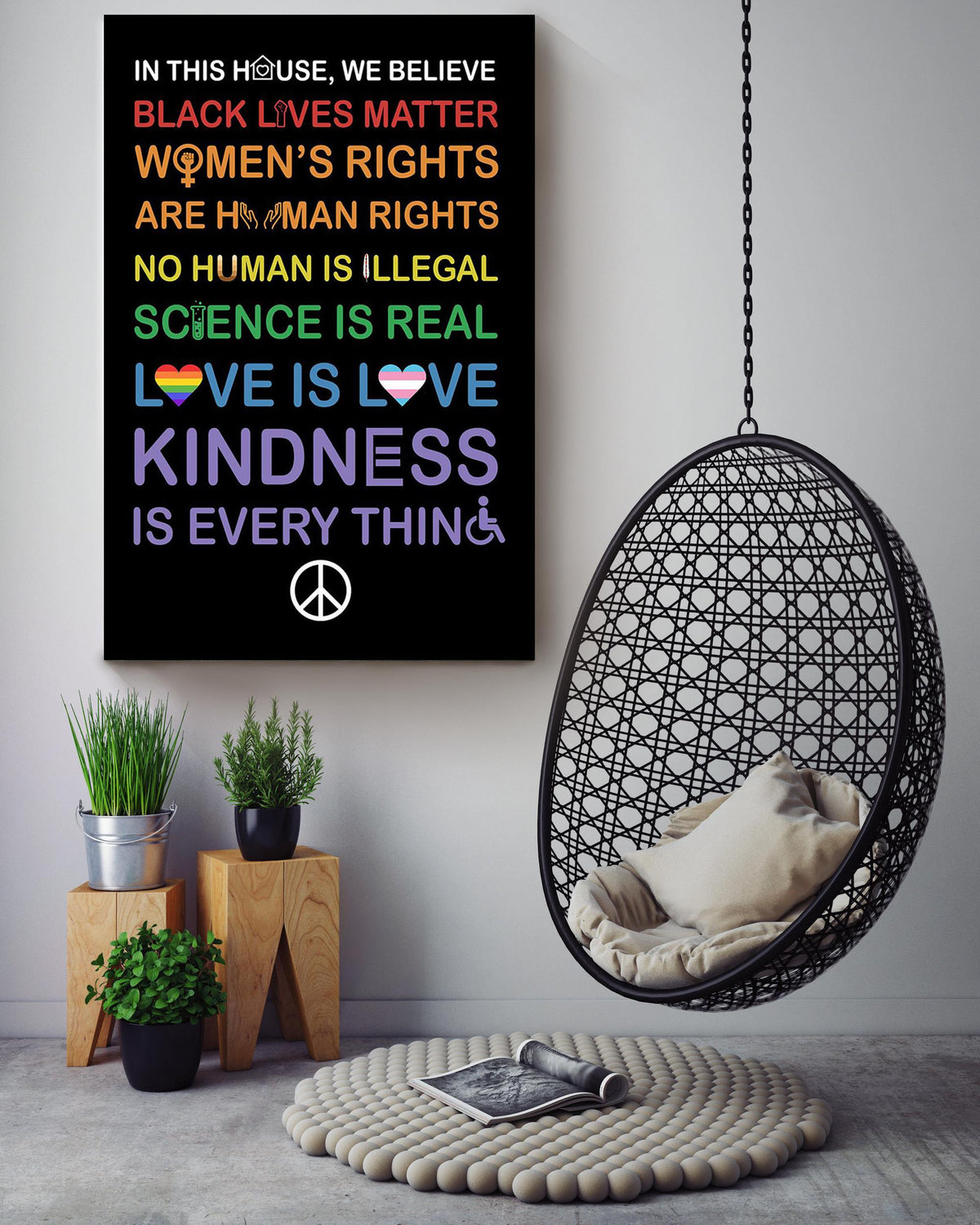 In This House We Believe Symbol Equality Wall Art Gift For Pride Month Lgbt Idahot Canvas Gallery Wrapped Canvas Framed Gift Idea Framed Prints, Canvas