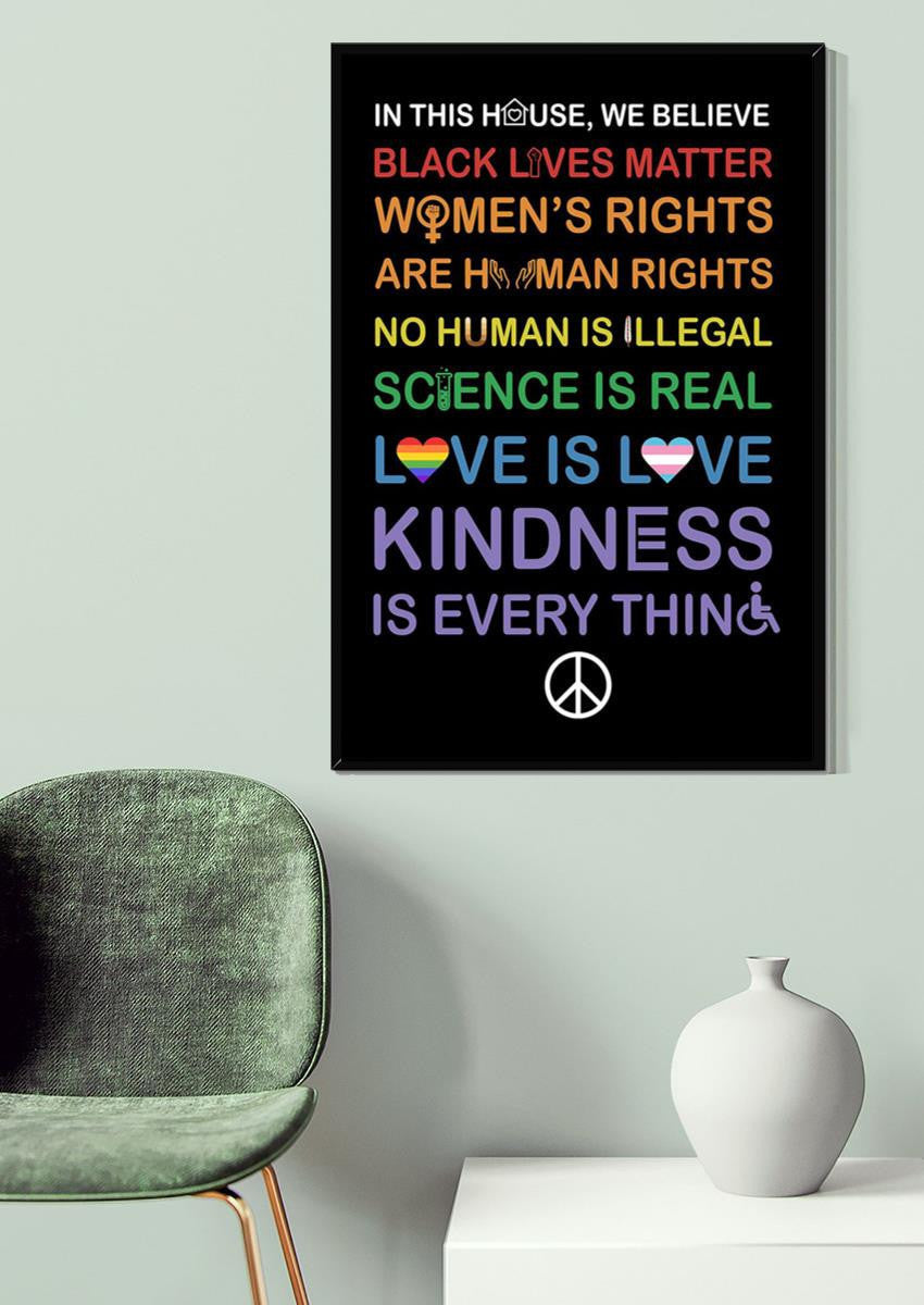 In This House We Believe Symbol Equality Wall Art Gift For Pride Month Lgbt Idahot Canvas Gallery Wrapped Canvas Framed Gift Idea Framed Prints, Canvas