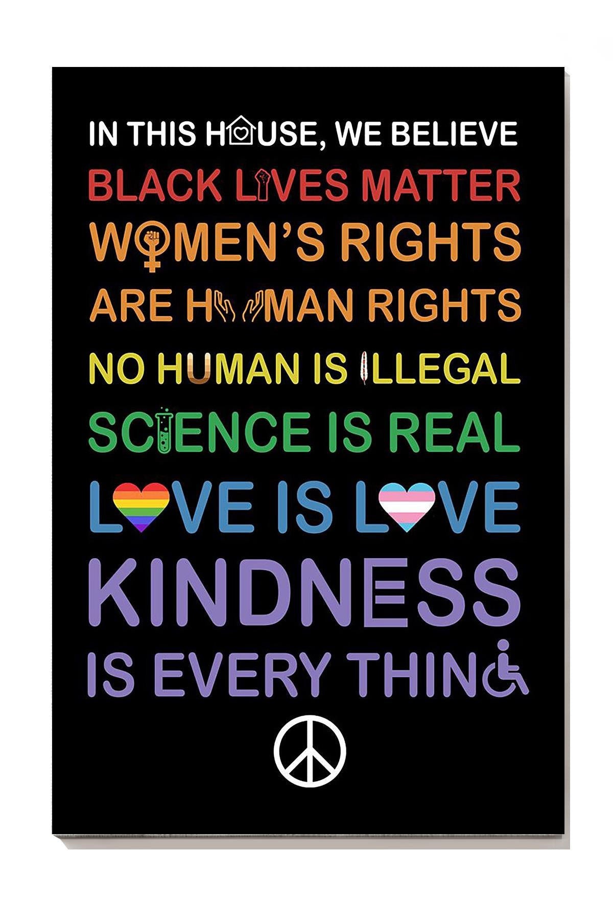 In This House We Believe Symbol Equality Wall Art Gift For Pride Month Lgbt Idahot Canvas Gallery Wrapped Canvas Framed Gift Idea Framed Prints, Canvas