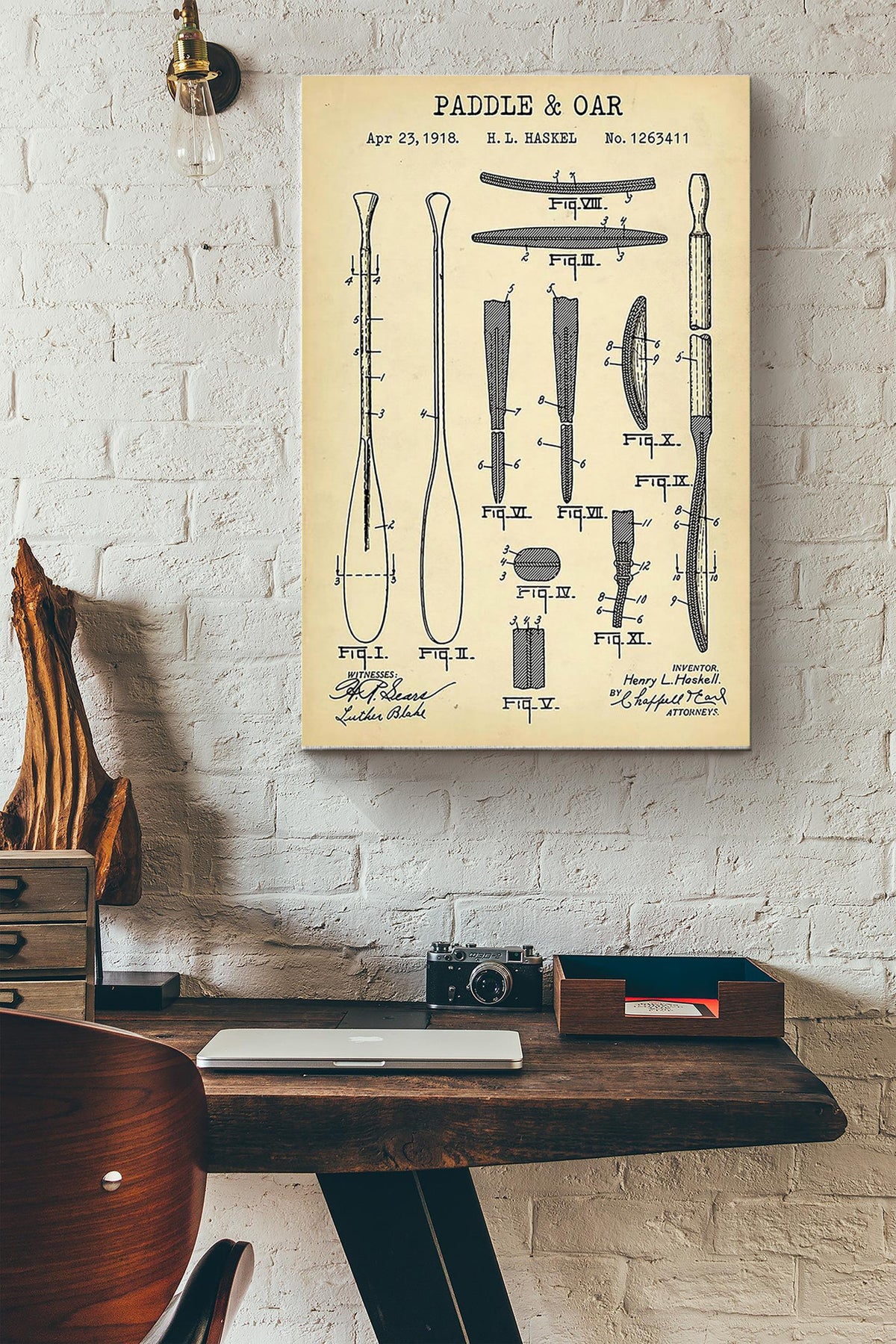 Paddle And Oar Kayaking Poster Canvas Gallery Wrapped Canvas Framed Gift Idea
