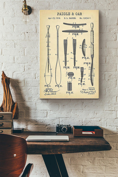 Paddle And Oar Kayaking Poster Canvas Gallery Wrapped Canvas Framed Gift Idea