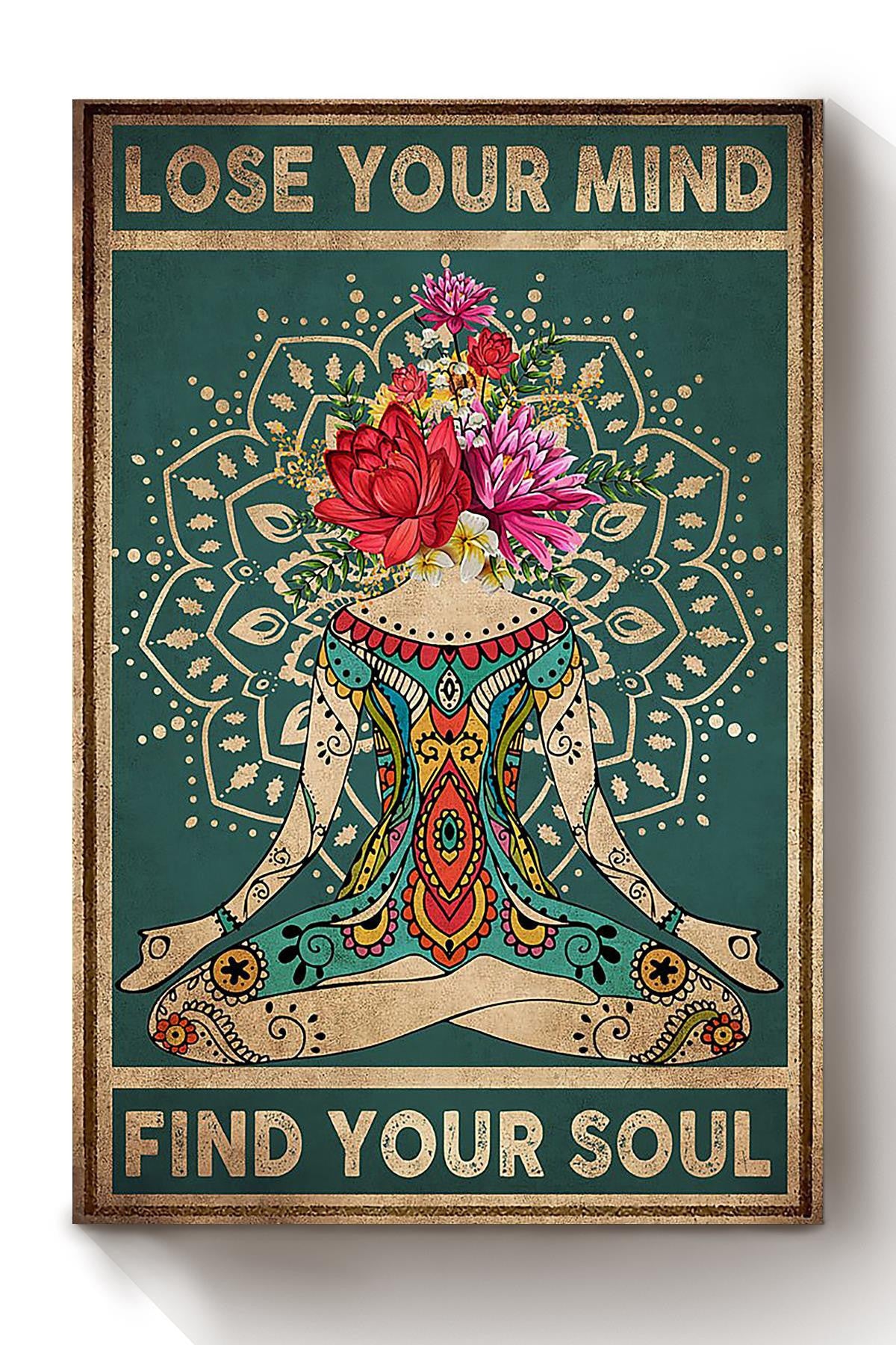 Lose My Mind And Find My Soul Buddha Yoga Wall Art Gift For Home Meditation Yoga Zen Lover Canvas Framed Prints, Canvas