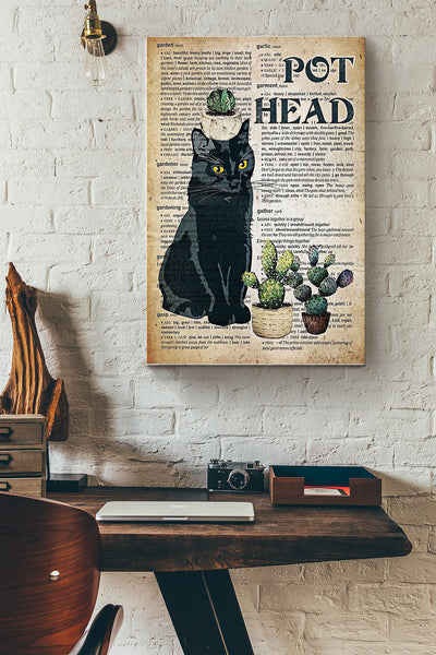 Pot Head Black Cat Gardening Canvas Gallery Wrapped Canvas Framed Gift Idea