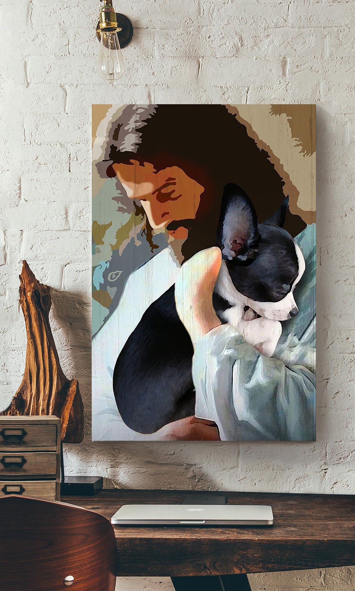 Jesus And Chihuahua Dog God Wall Art For Home Decor Gift For Dog Lovers Christian Canvas Gallery Wrapped Canvas Framed Gift Idea Framed Prints, Canvas