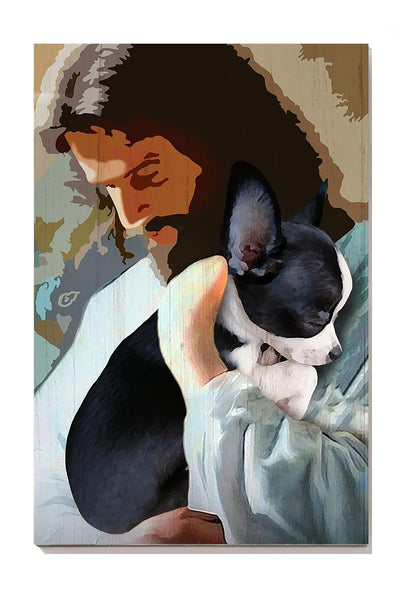Jesus And Chihuahua Dog God Wall Art For Home Decor Gift For Dog Lovers Christian Canvas Gallery Wrapped Canvas Framed Gift Idea Framed Prints, Canvas