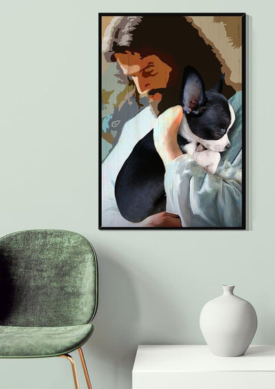 Jesus And Chihuahua Dog God Wall Art For Home Decor Gift For Dog Lovers Christian Canvas Gallery Wrapped Canvas Framed Gift Idea Framed Prints, Canvas