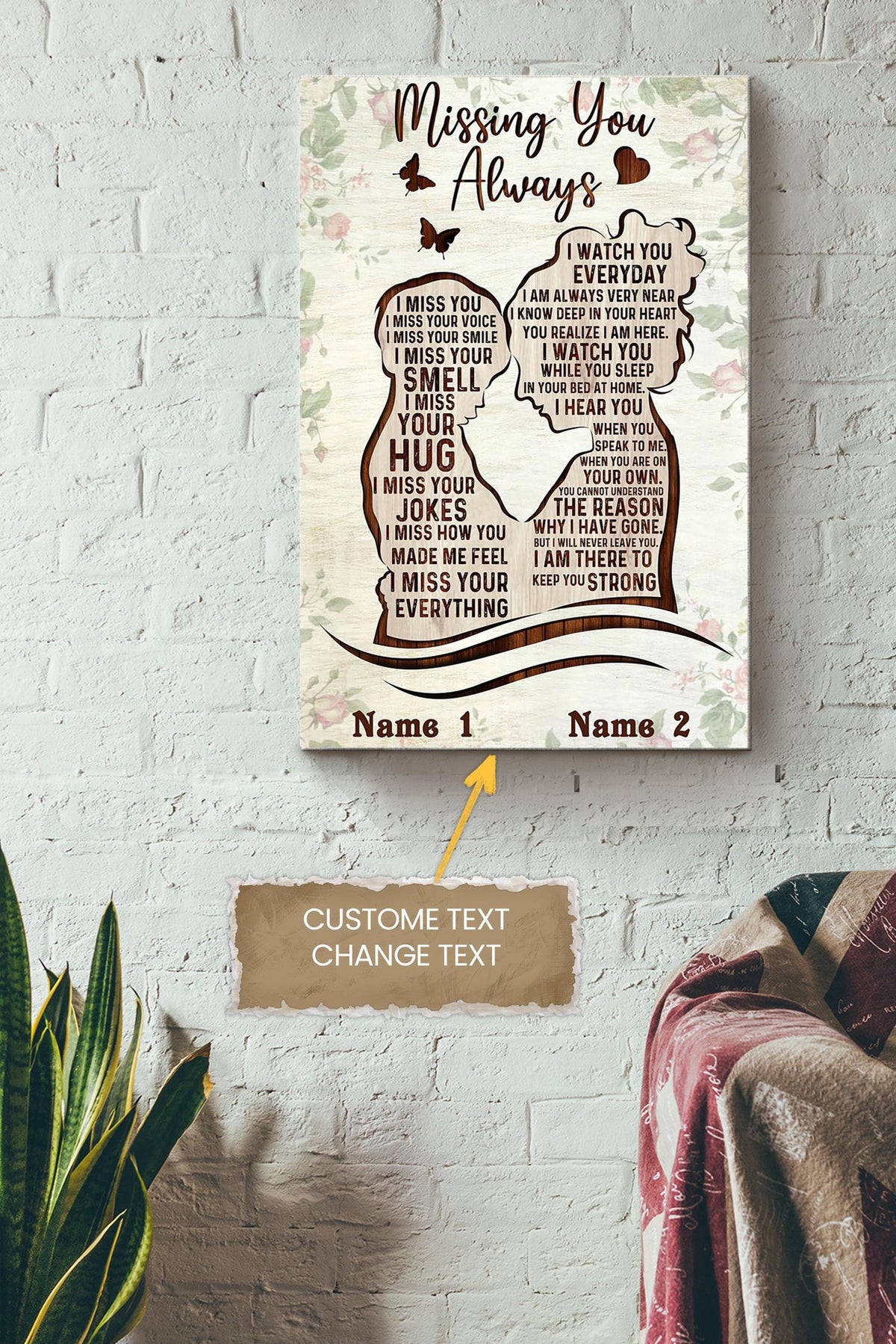 Missing You Always You I Am There To Keep Strong Personalized Poster - Family Wall Art - Gift For Mom Mama Mother's Day Canvas Gallery Wrapped Canvas Framed Gift Idea Framed Prints, Canvas