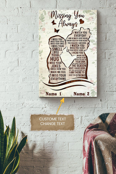 Missing You Always You I Am There To Keep Strong Personalized Poster - Family Wall Art - Gift For Mom Mama Mother's Day Canvas Gallery Wrapped Canvas Framed Gift Idea Framed Prints, Canvas