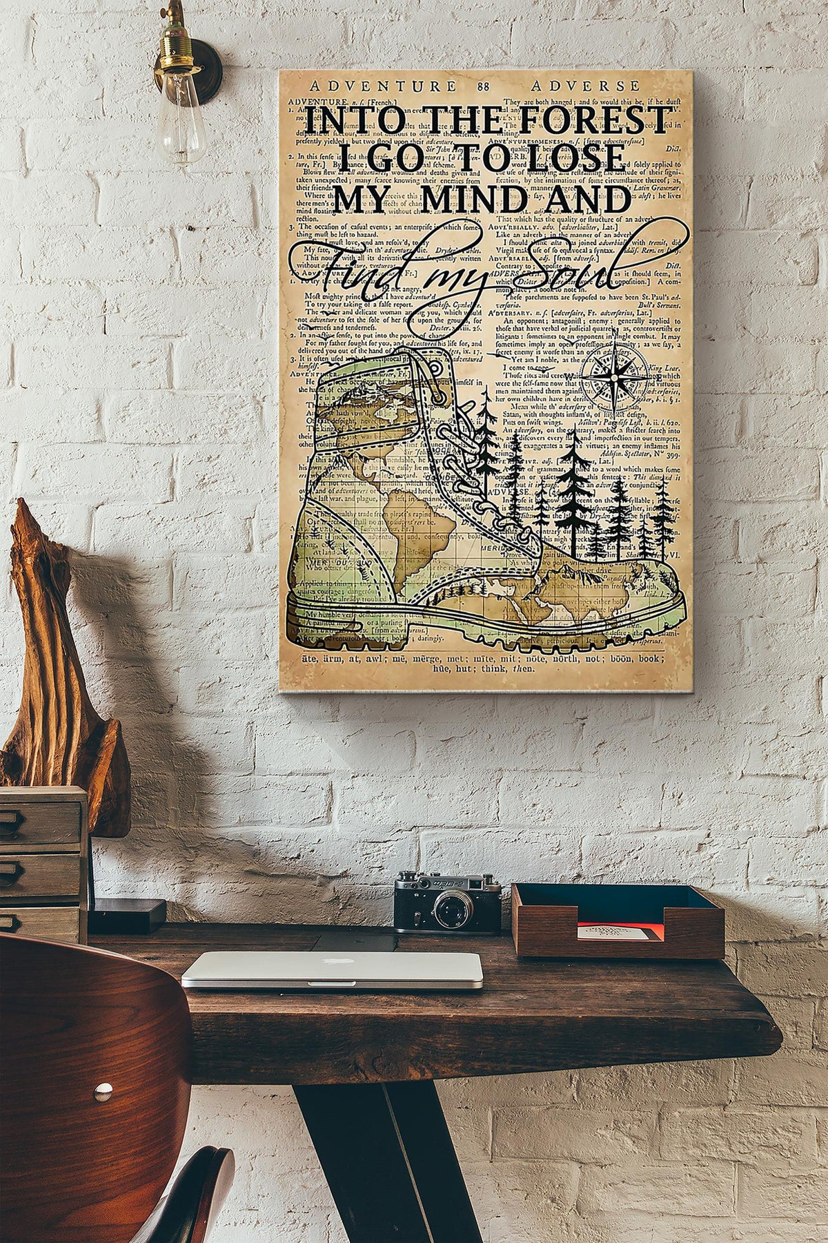 Into Forest I Go To Lose My Mind And Find My Soull Poster - Sport Wall Art - Gift For Athletes Hiking Mountain Lover Camping Club Nature Lover Canvas Gallery Wrapped Canvas Framed Gift Idea Framed Prints, Canvas
