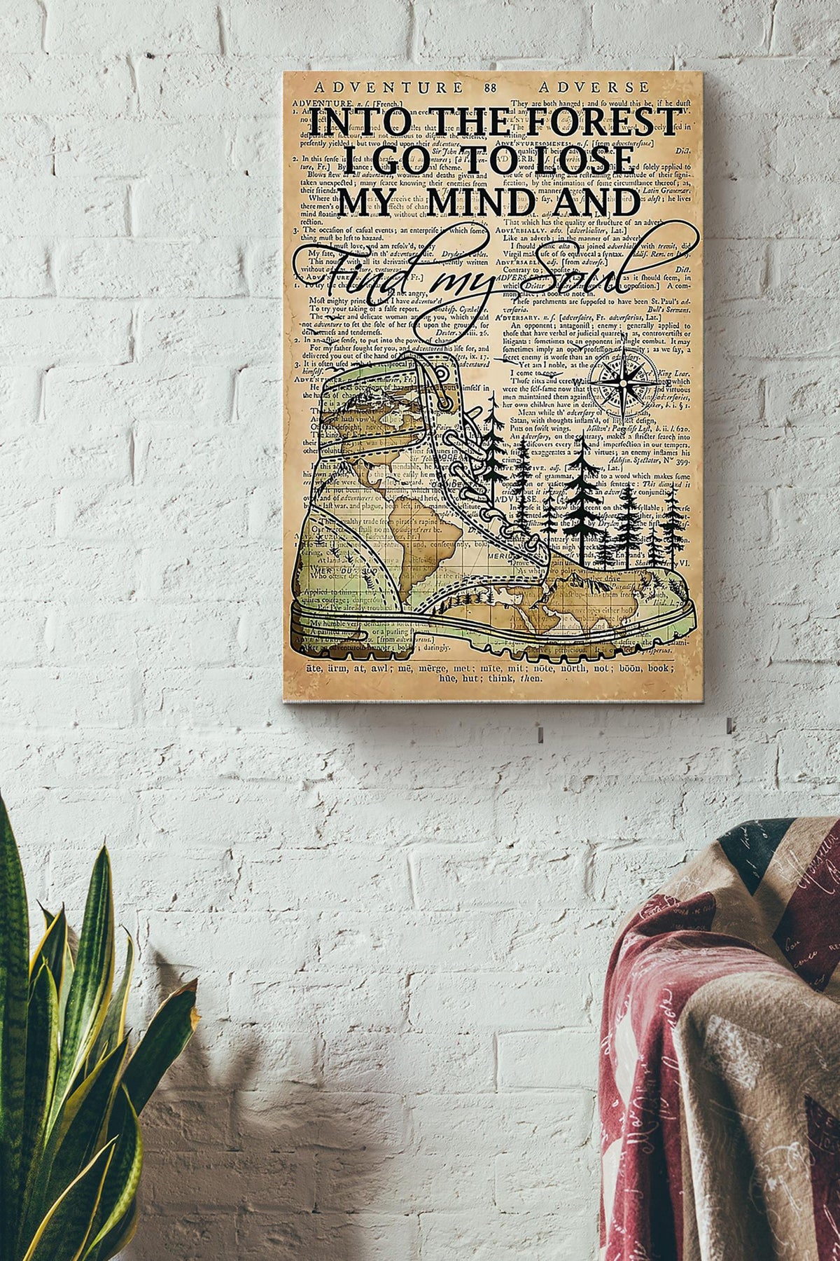 Into Forest I Go To Lose My Mind And Find My Soull Poster - Sport Wall Art - Gift For Athletes Hiking Mountain Lover Camping Club Nature Lover Canvas Gallery Wrapped Canvas Framed Gift Idea Framed Prints, Canvas