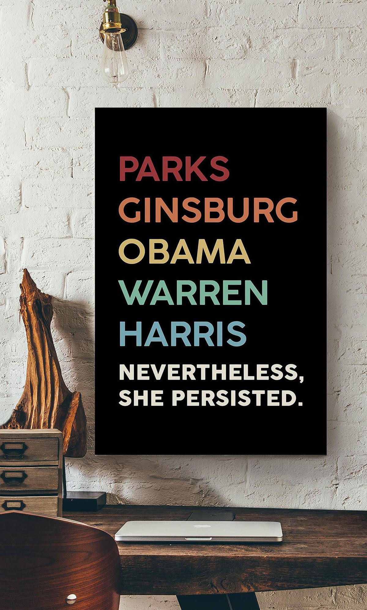 Nevertheless She Persisted Motivation Quote Wall Art For Home Decor Housewarming Canvas Framed Prints, Canvas
