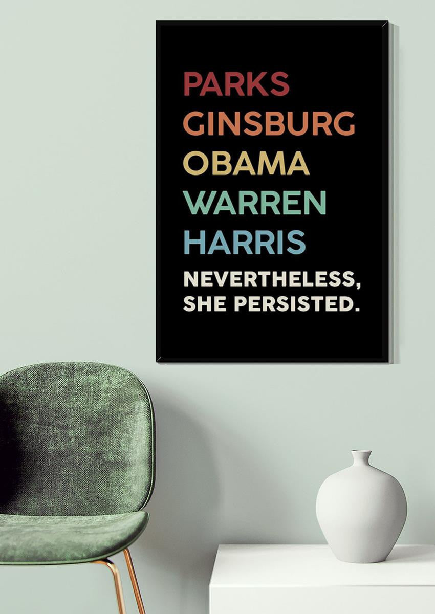 Nevertheless She Persisted Motivation Quote Wall Art For Home Decor Housewarming Canvas Framed Prints, Canvas
