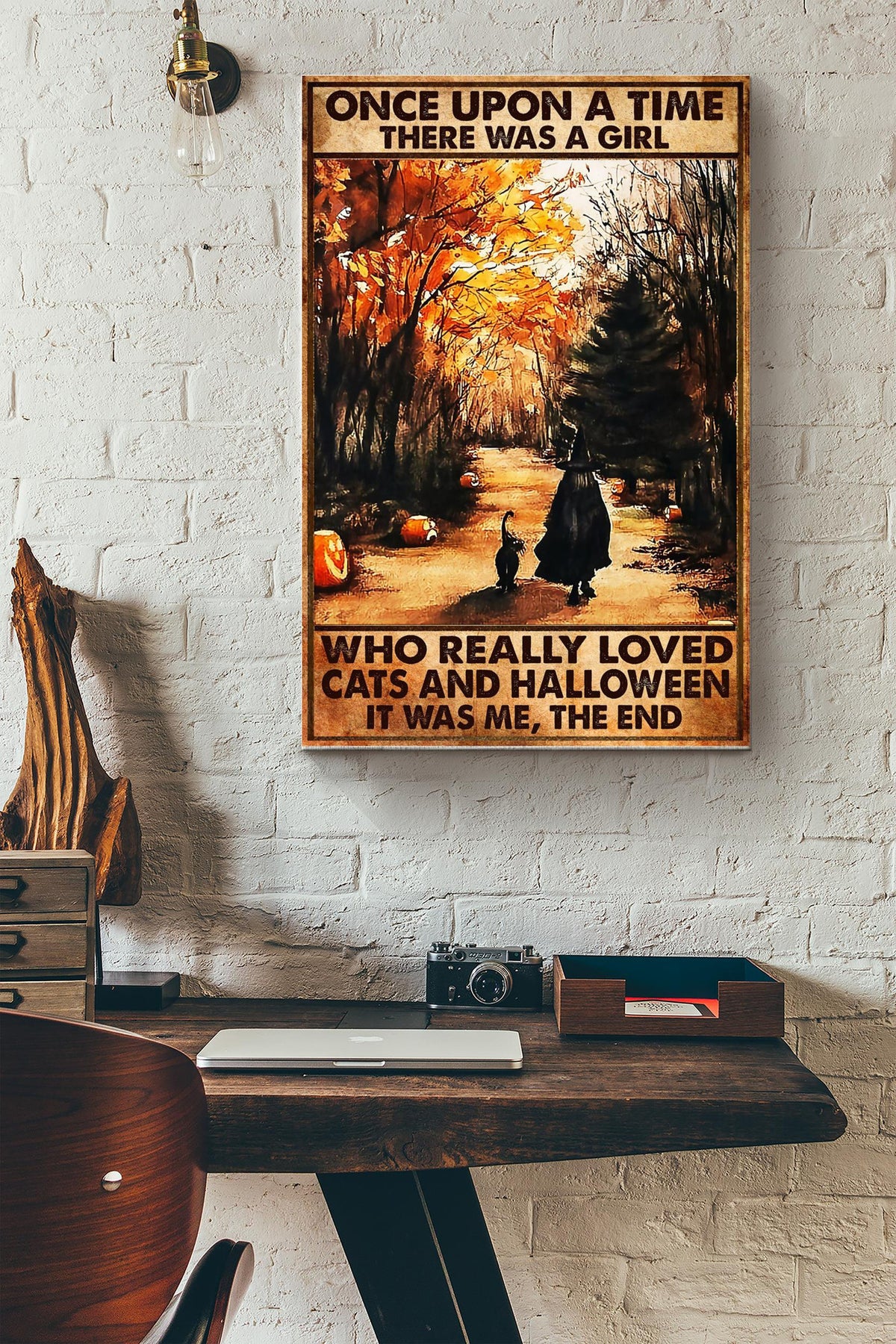 Once Upon A Time There Was A Girl Who Really Loved Cats And Halloween It Was Me The End Canvas Gallery Wrapped Canvas Framed Gift Idea
