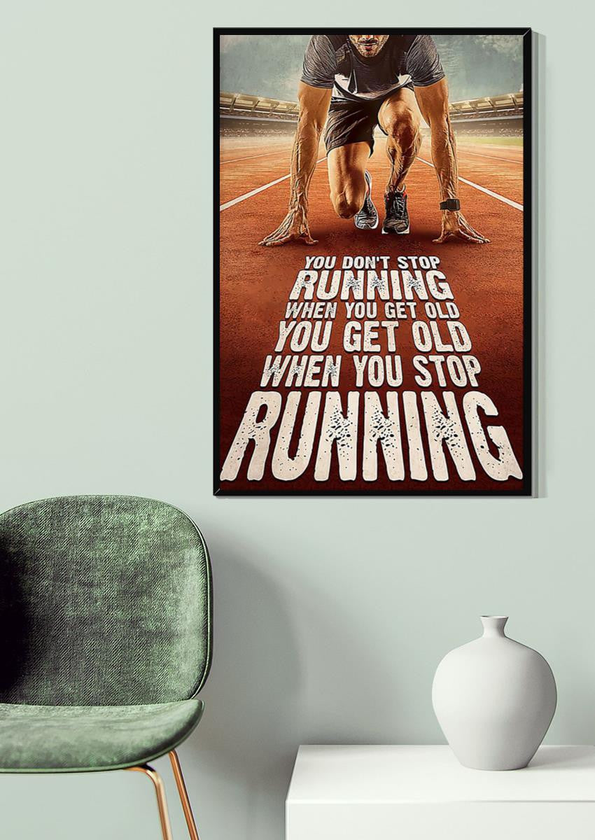Runners Don't Stop Running Inspiration Quote Wall Art Gift For Marathon Runner Home Decor Canvas Framed Prints, Canvas
