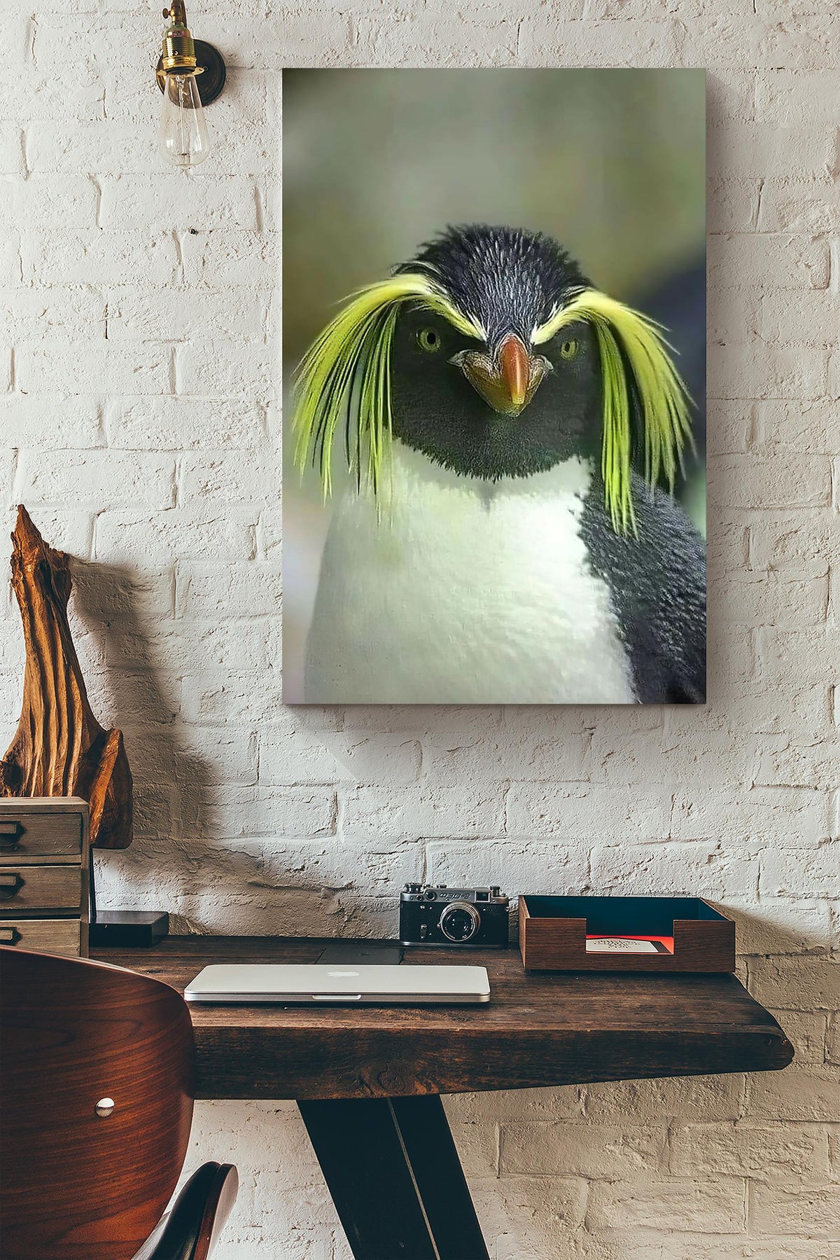 Macaroni Penguin Looking At You Funny Meme Gift For Home Decor Housewarming Canvas