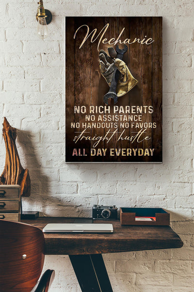Mechanic Straight Hustle All Day Canvas Gallery Wrapped Canvas Framed Gift Idea