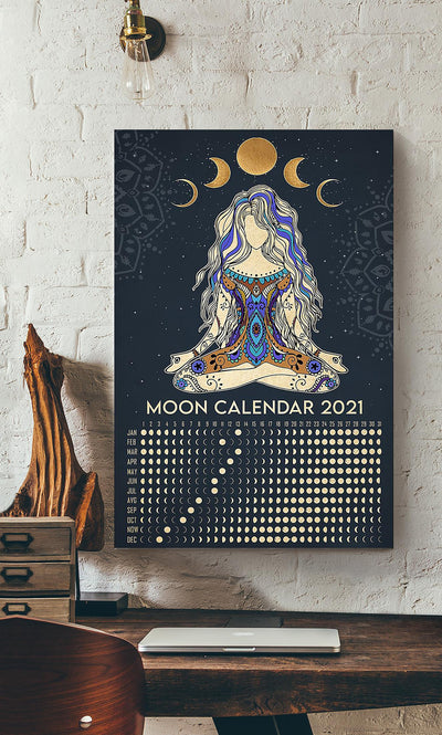 Moon Calendar Hippie Soul Print For Vintage Yoga Girl Gift 02 Canvas