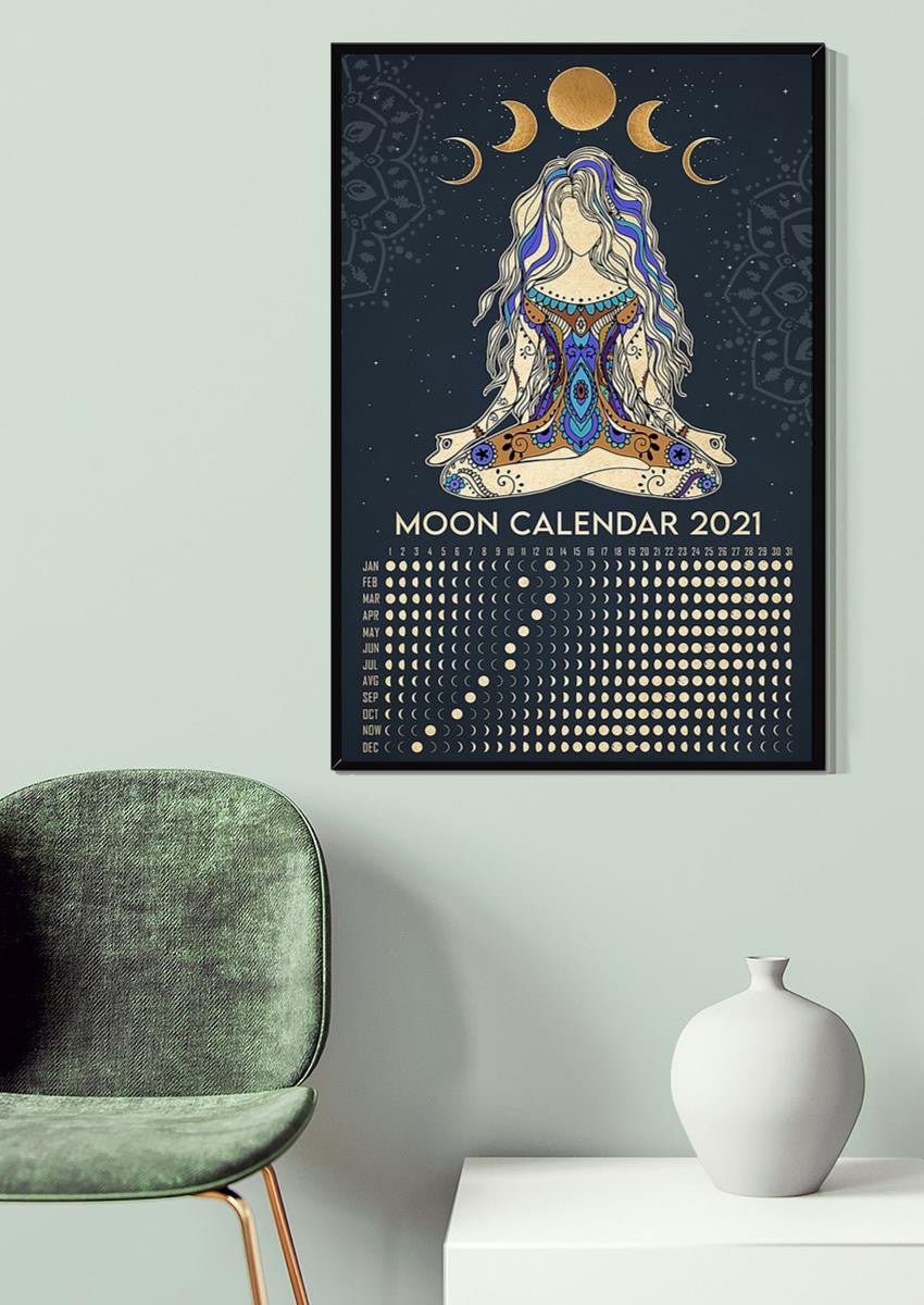Moon Calendar Hippie Soul Print For Vintage Yoga Girl Gift 02 Canvas