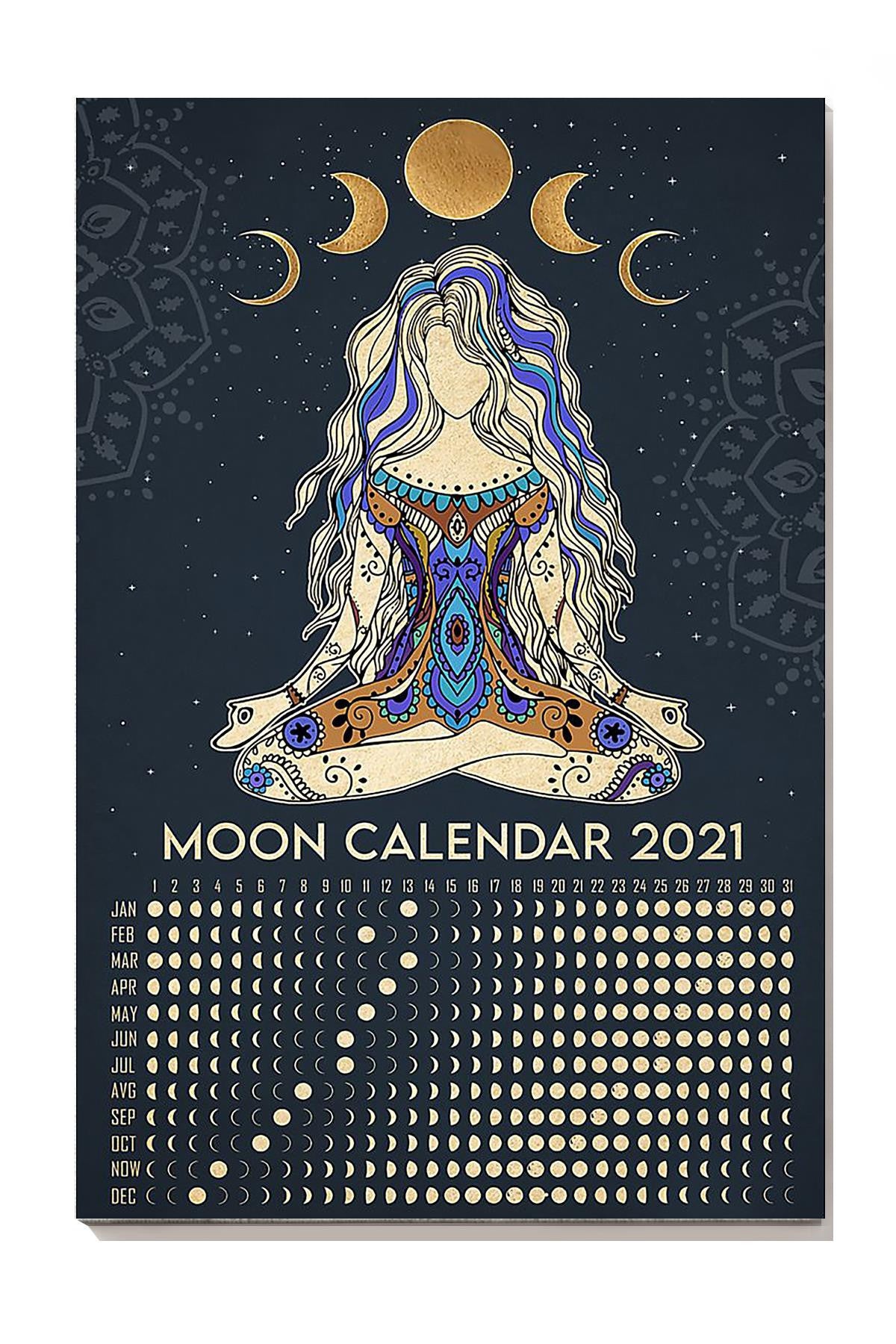 Moon Calendar Hippie Soul Print For Vintage Yoga Girl Gift 02 Canvas