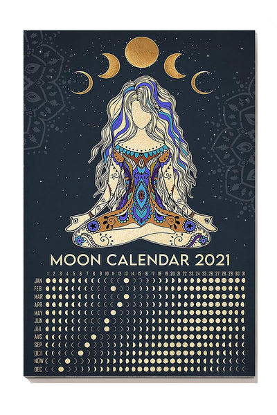 Moon Calendar Hippie Soul Print For Vintage Yoga Girl Gift 02 Canvas